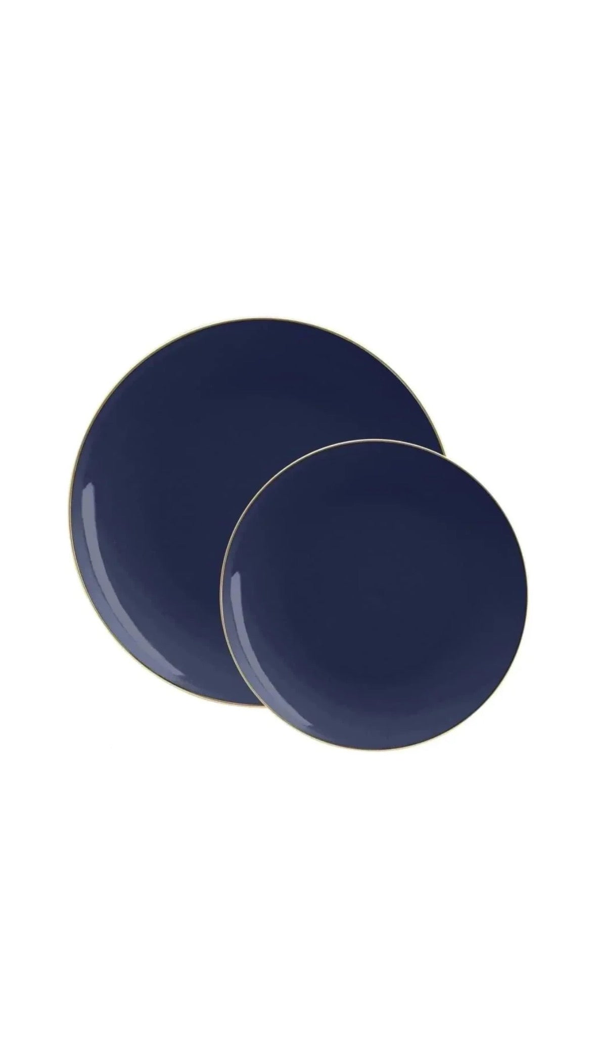 Navy Blue and Gold Rim Plastic Plates (10 Count)