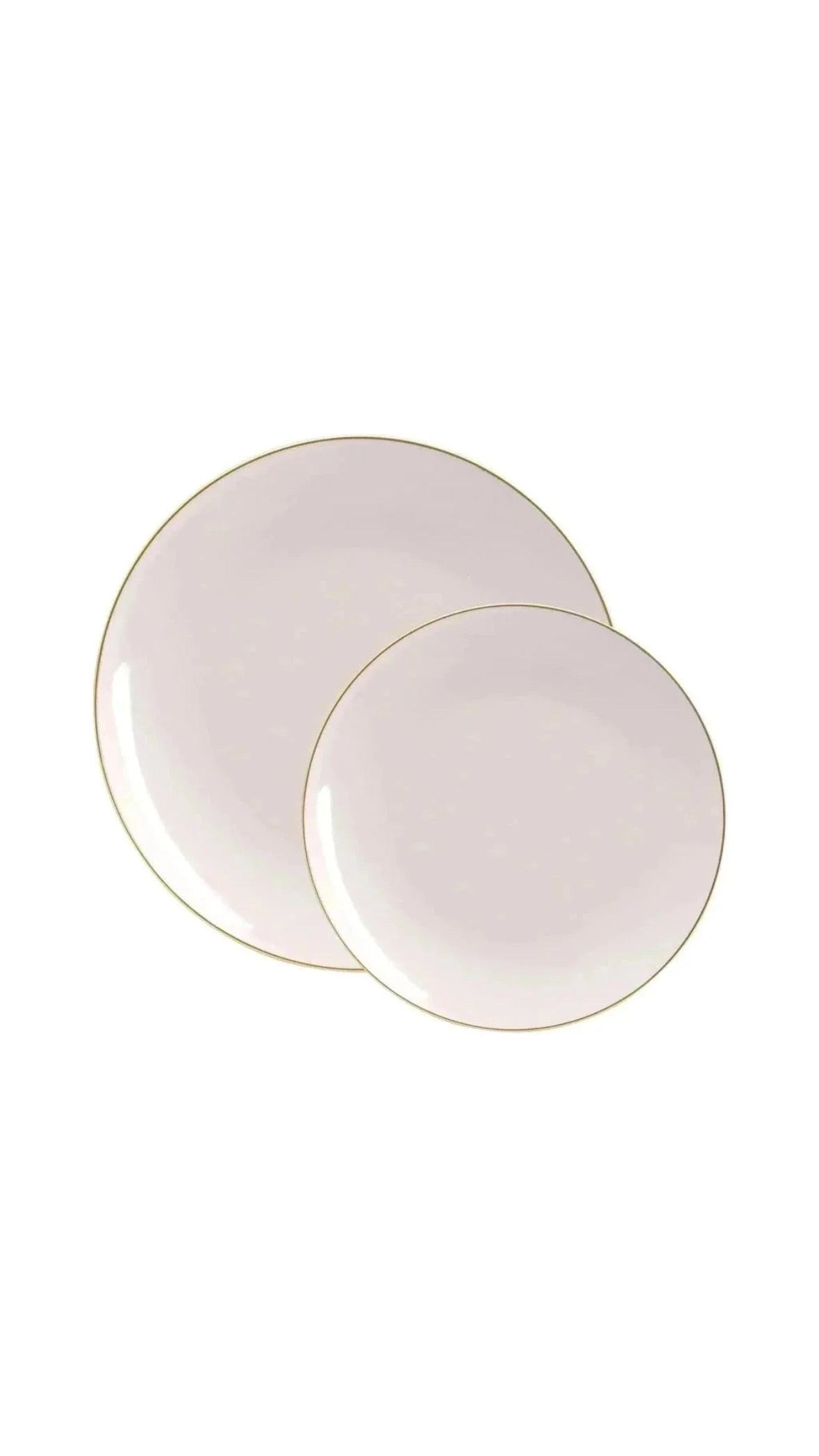 Linen and Gold Rim Plastic Plates (10 Count)