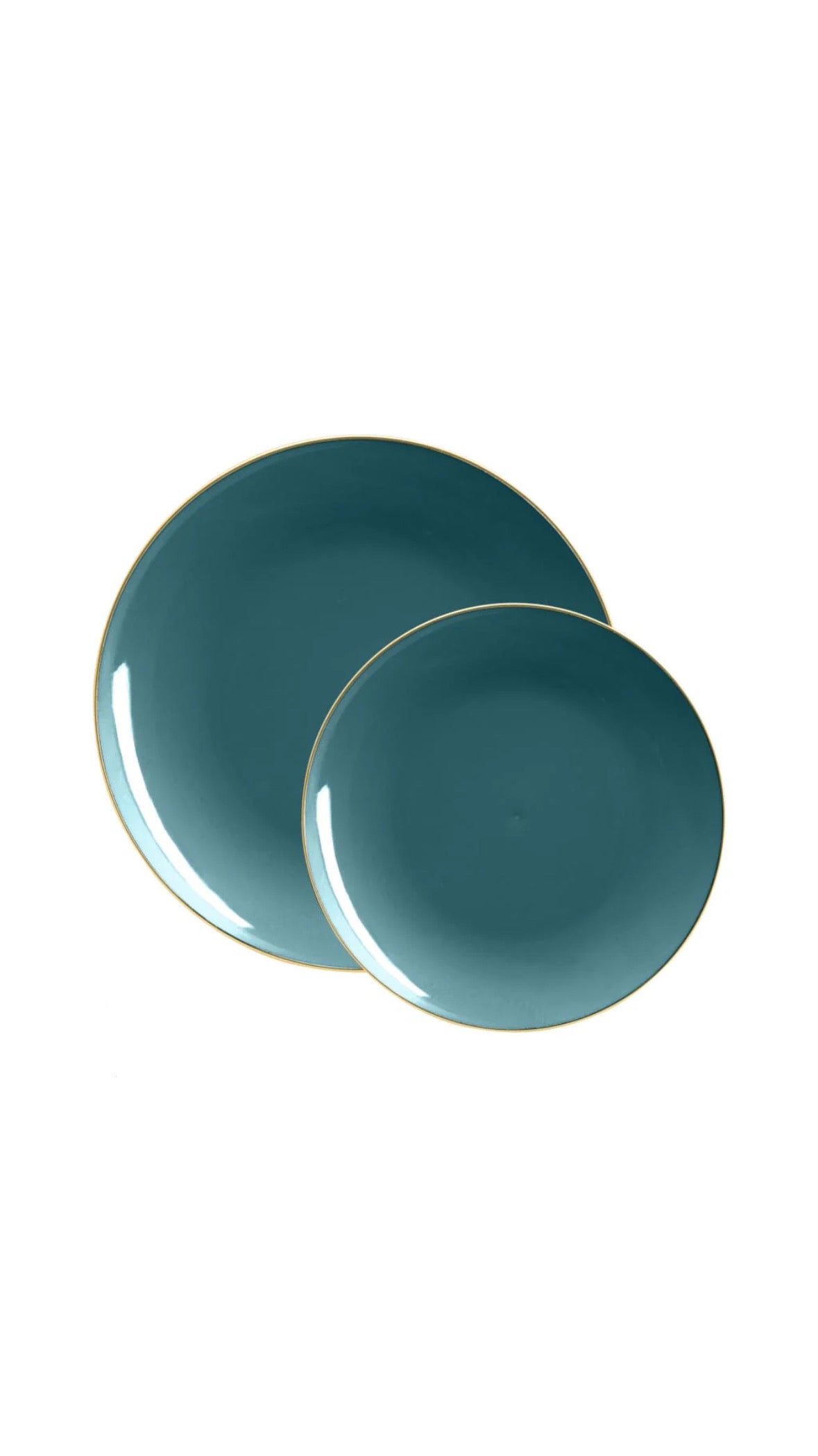 Teal Green and Gold Rim Plastic Plates (10 Count)