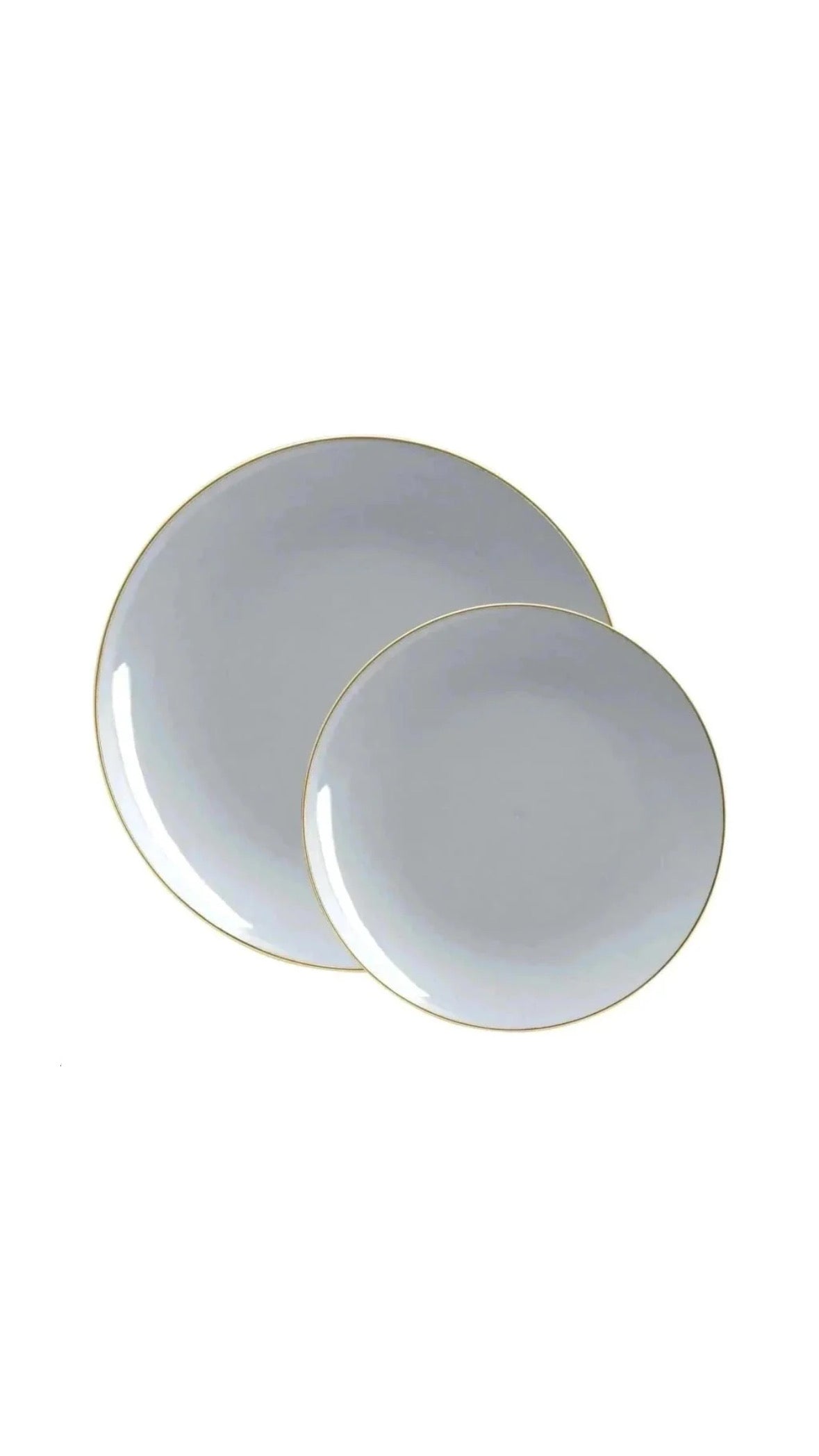 Grey and Gold Rim Plastic Plates (10 Count)