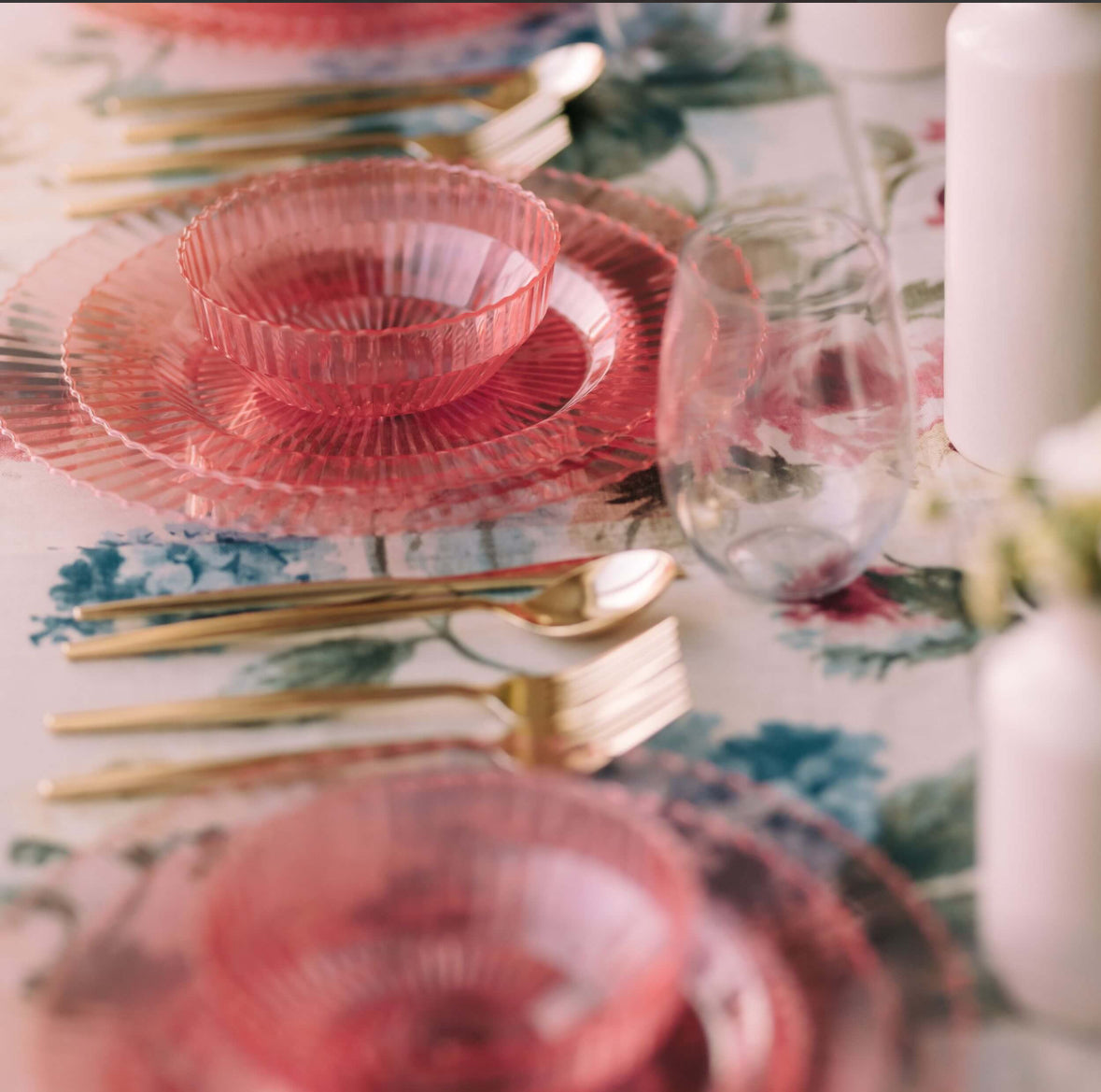 Rose Quartz Gemstone Plastic Plates (10Ct)
