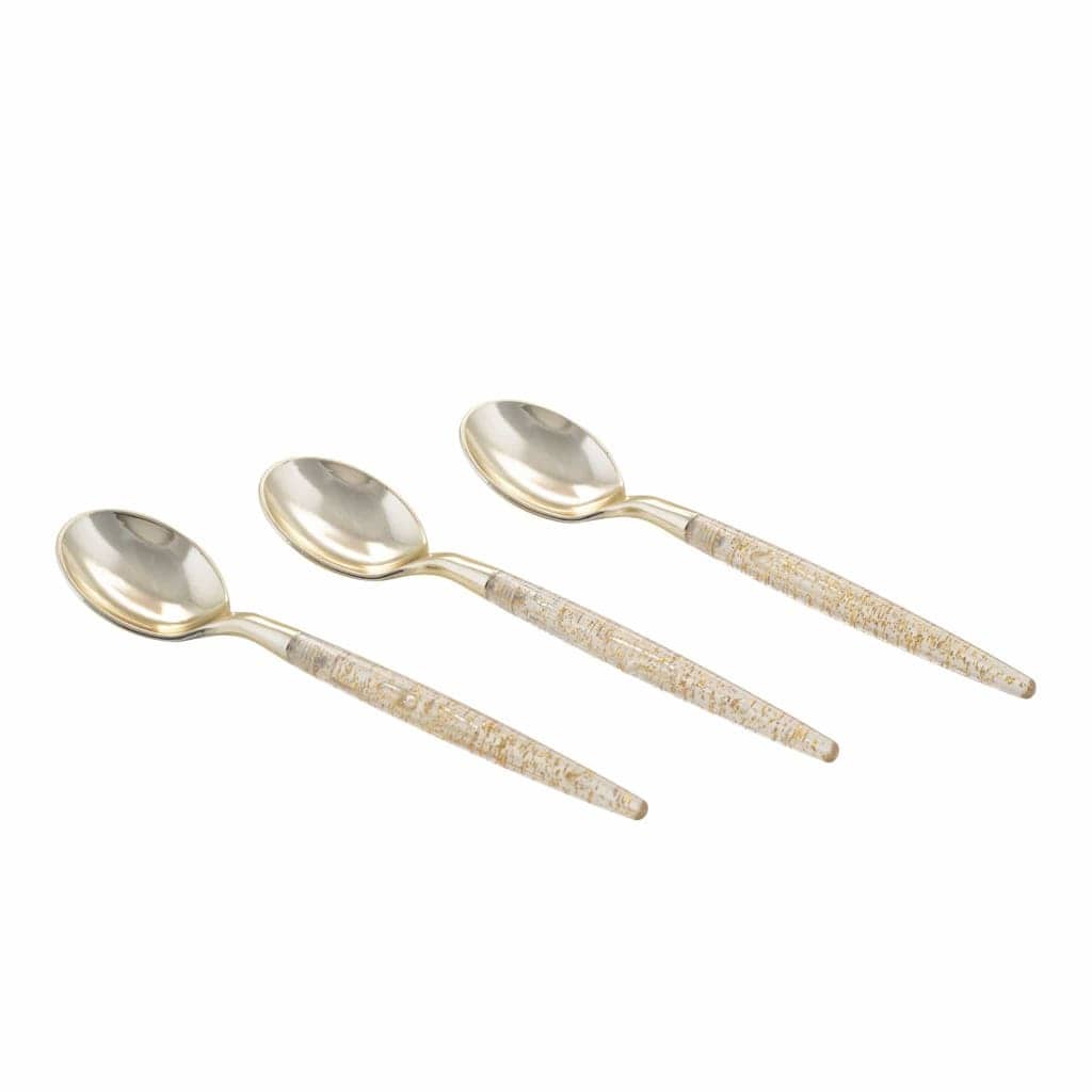 Gold Glitter Plastic Mini Spoons (20 Spoons)