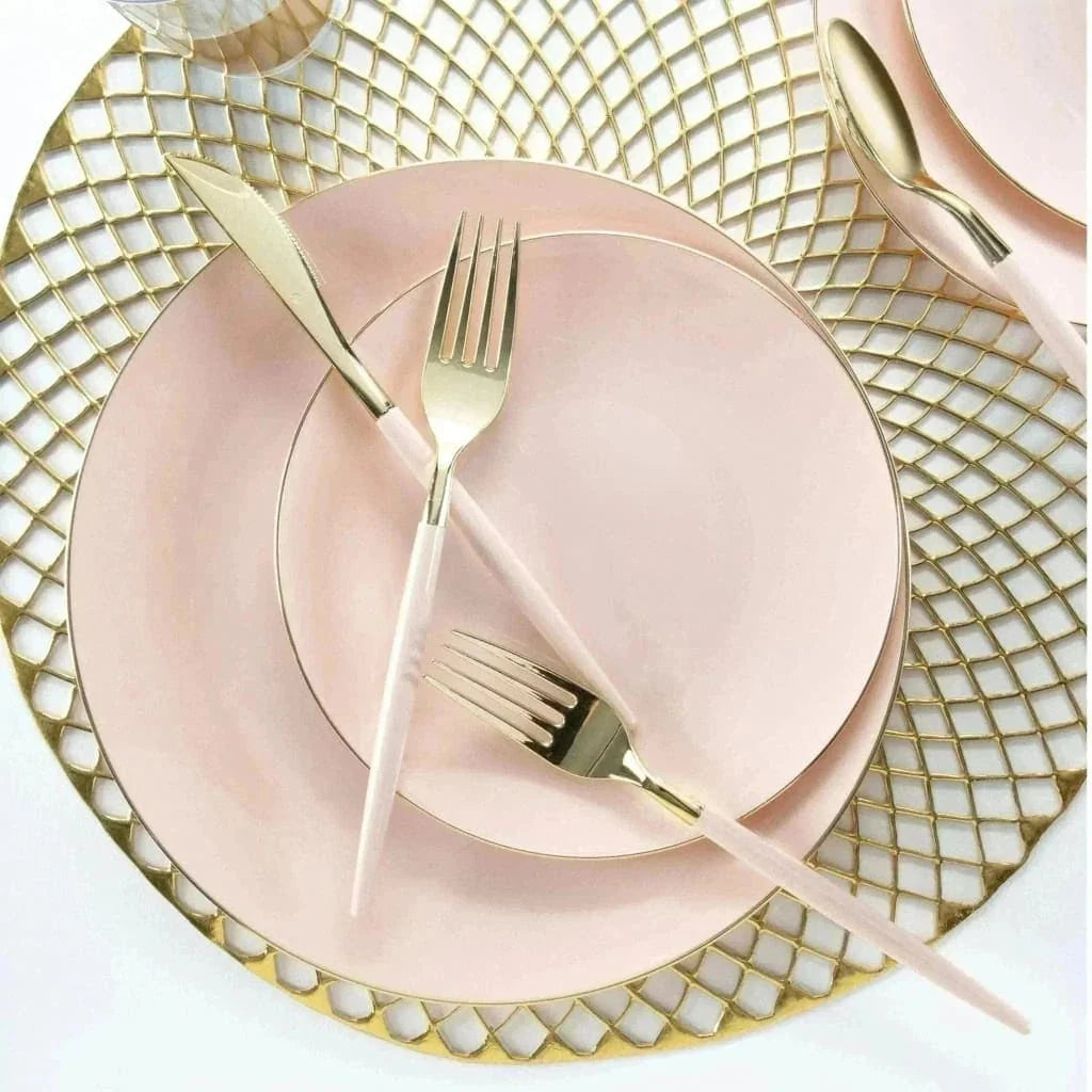 Pink and Gold Rim Plastic Plates (10 Count)