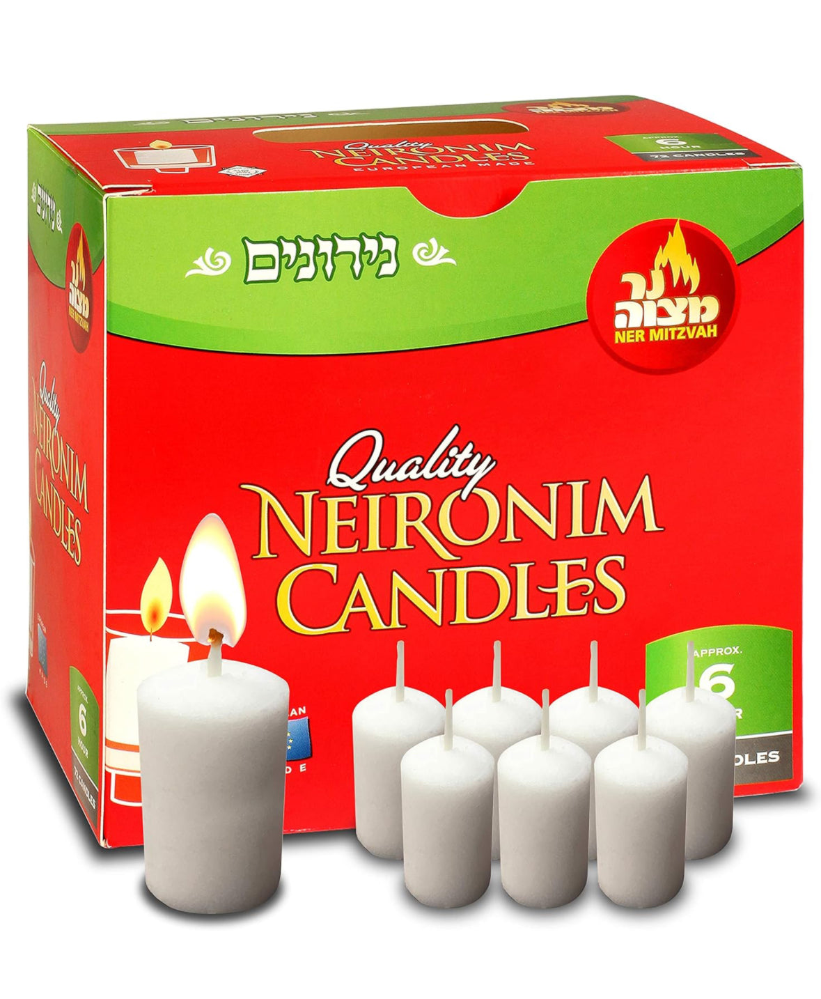 Ner Mitzvah 6 Hour Neironim Candles (72 Count)