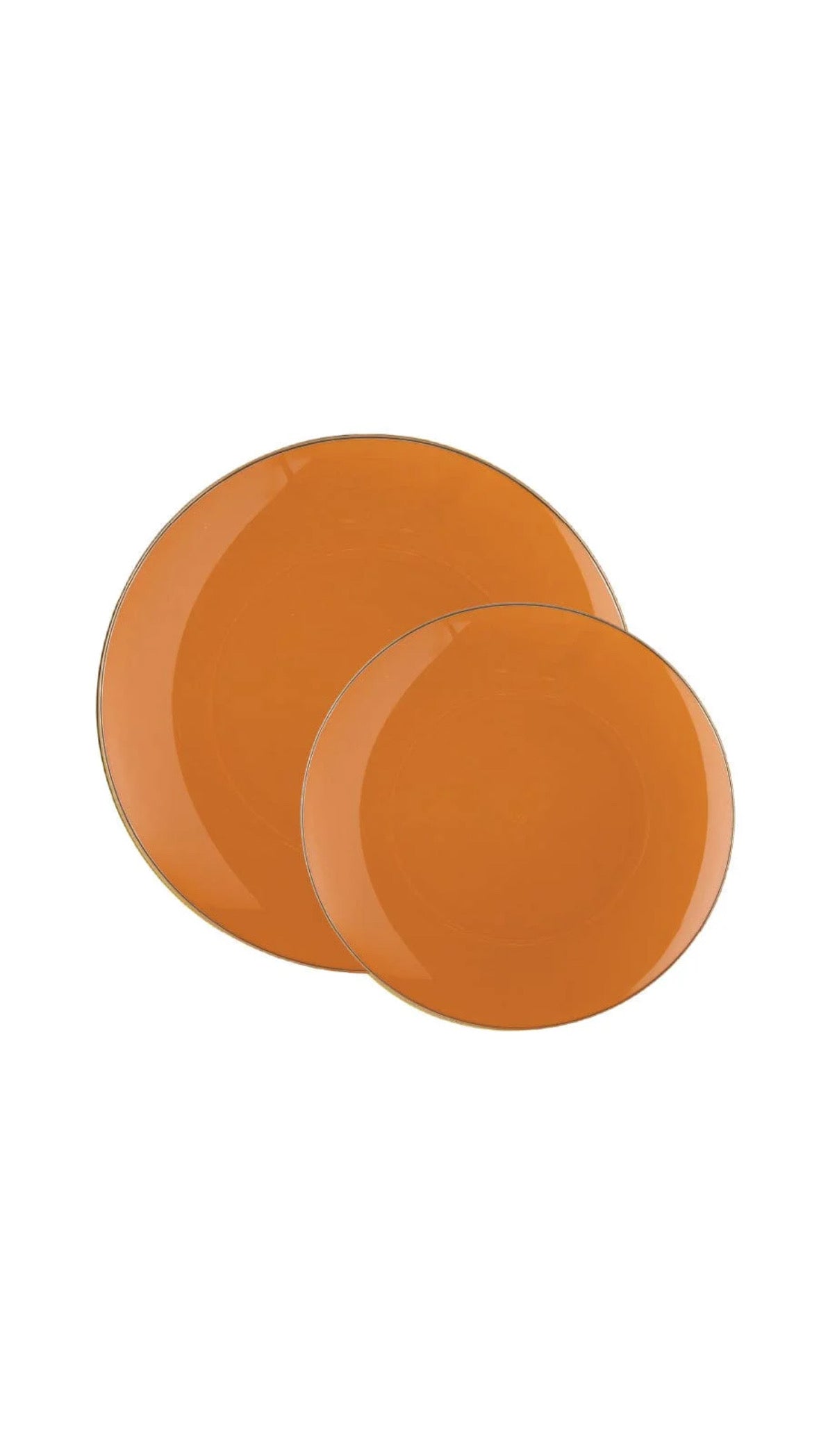 Leather Orange and Gold Rim Plastic Plates (10 Count)