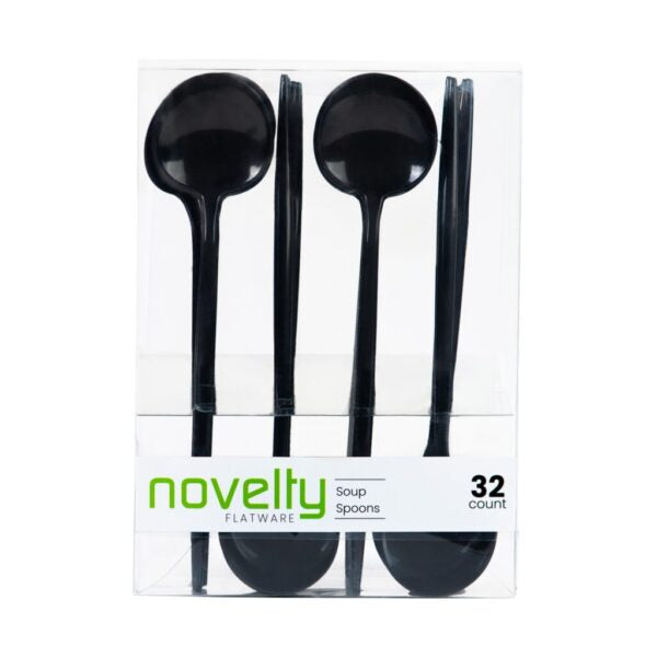 Novelty Flatware Soup Spoons Black (32 Count)